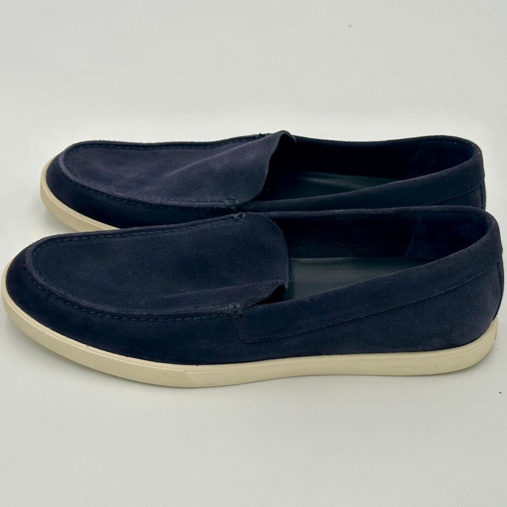 Vince Navy Suede Slip-On Loafers with Cream Sole